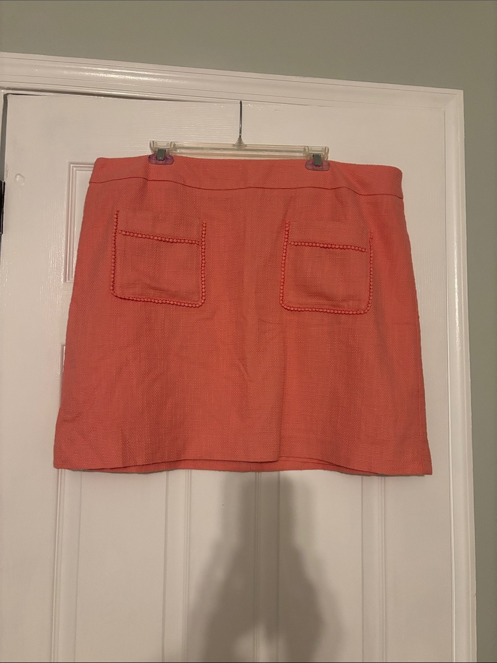 J. Crew Coral Mini Skirt with Front Patch Pockets